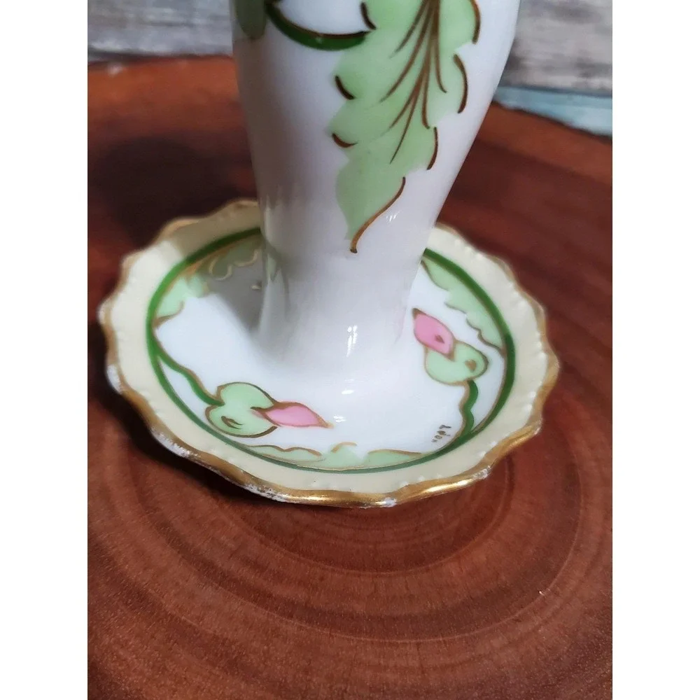 Limoges‎ France AK & CD Porcelain Hat Pin Holder Art Nouveau Floral Gold Trim